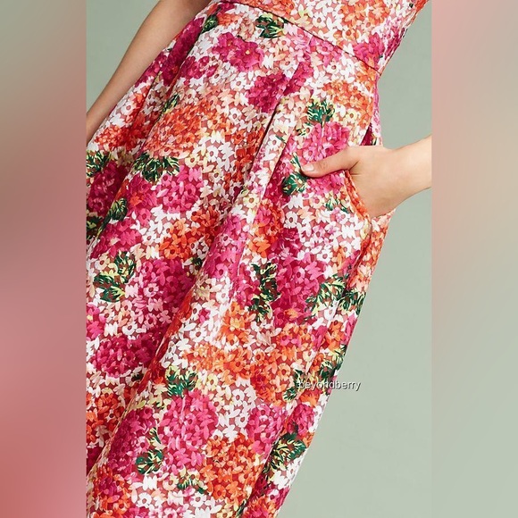 NWT Gorgeous Embroidered Floral Riona Monique Lhuillier Anthropologie Dress 2P - Picture 2 of 3